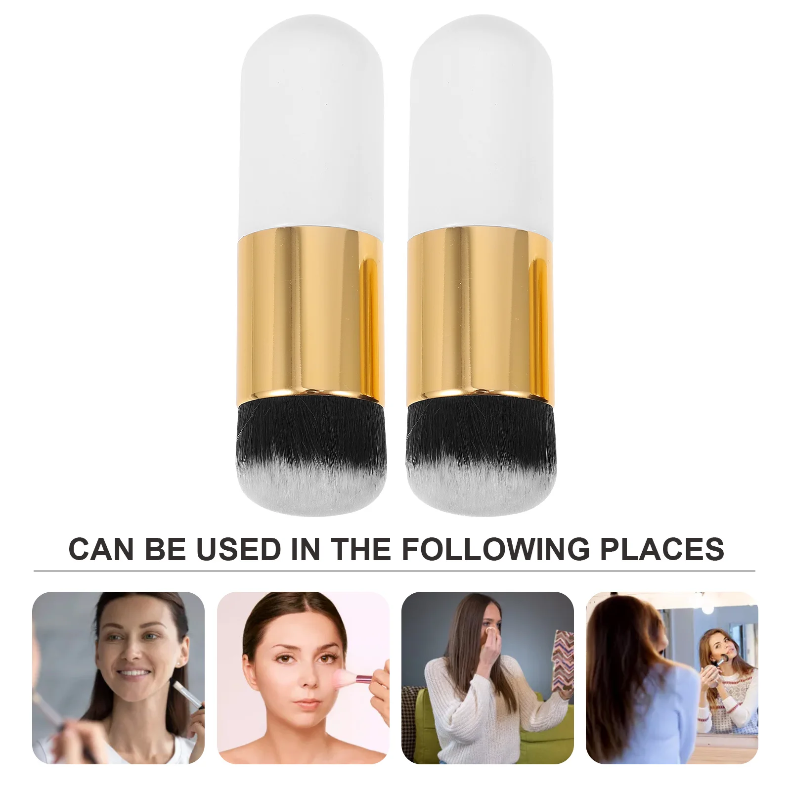 2-teiliger Make-up-Pinsel, Premium-Kunsthaar, hohe Dichte, weiche Foundation, Rouge, Puder, Werkzeug für Frauen und Mädchen, Gesicht, Polieren