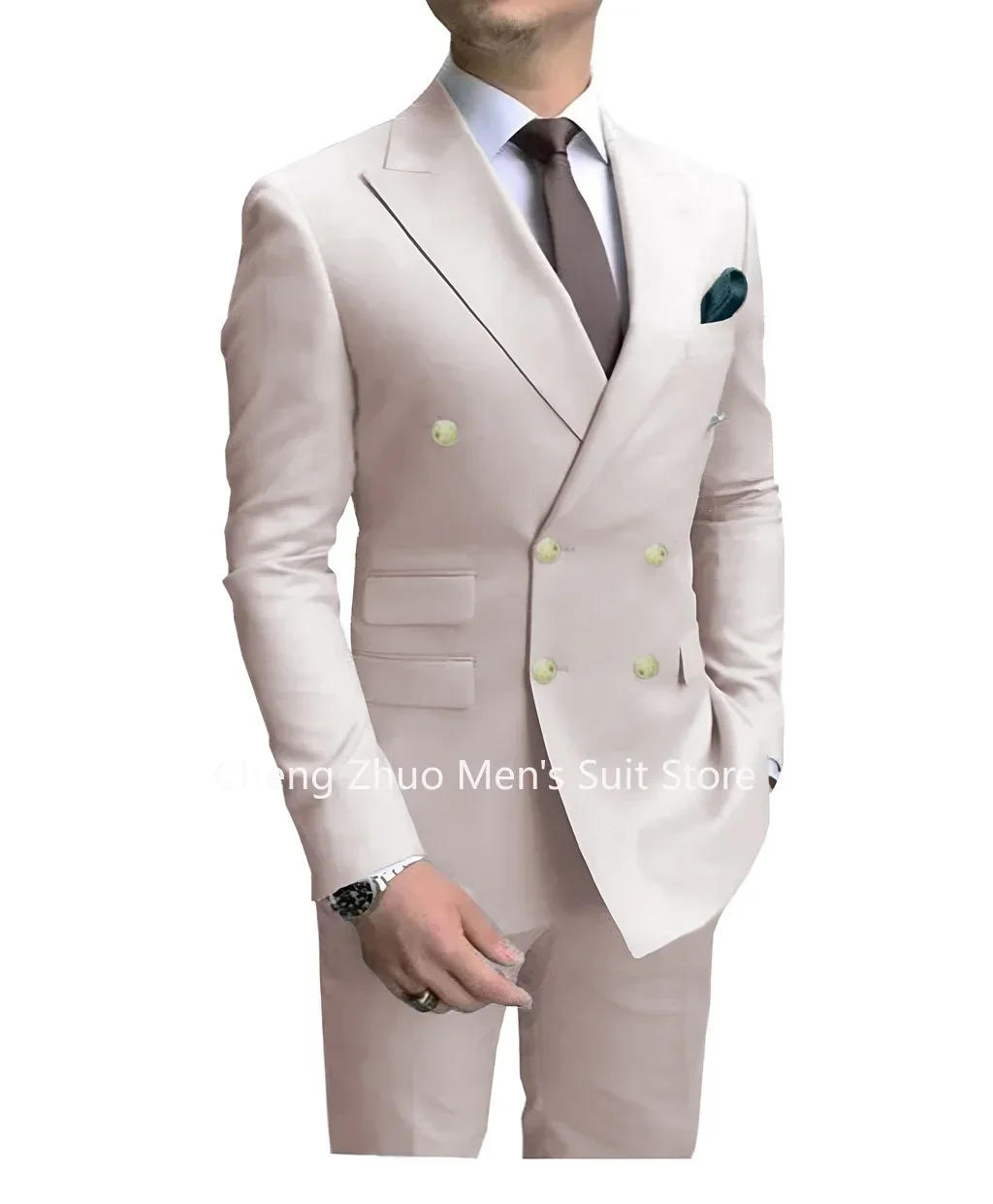 

Slim Fit Men's Business Tuxedo Suits 3 Pieces Peak Lapel Blazer Vest And Pants Set Formal Wedding Dresses for Men