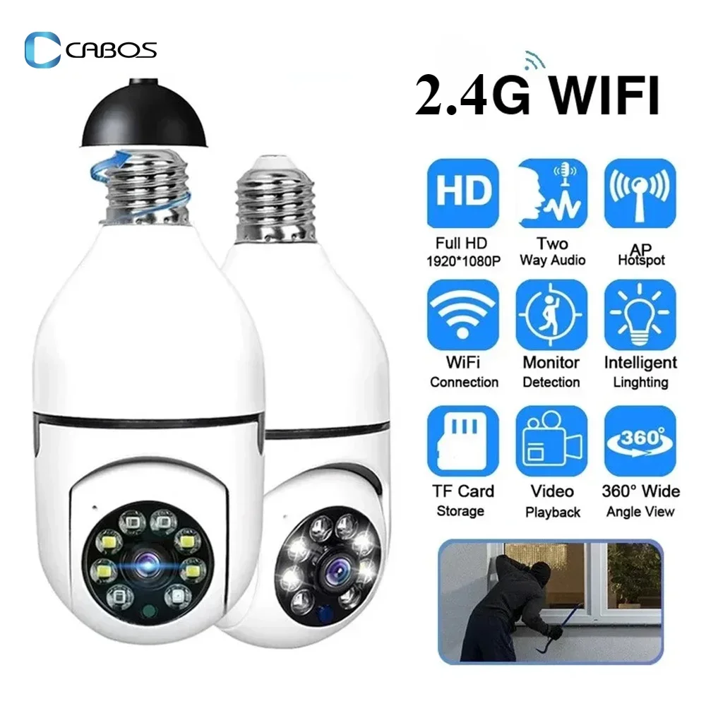 2.4G Wifi E27 Bulb Surveillance Camera 2MP Night Vision Automatic Human Tracking Digital Zoom Video Smart Home Security Monitor