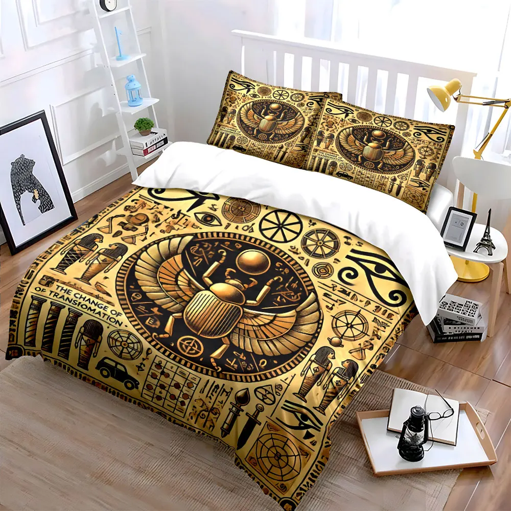 Ancient Egyptian-Inspired Decor Set Multiple sizes kid's and adults' bedroom Exquisite 3PC bedding set, gift