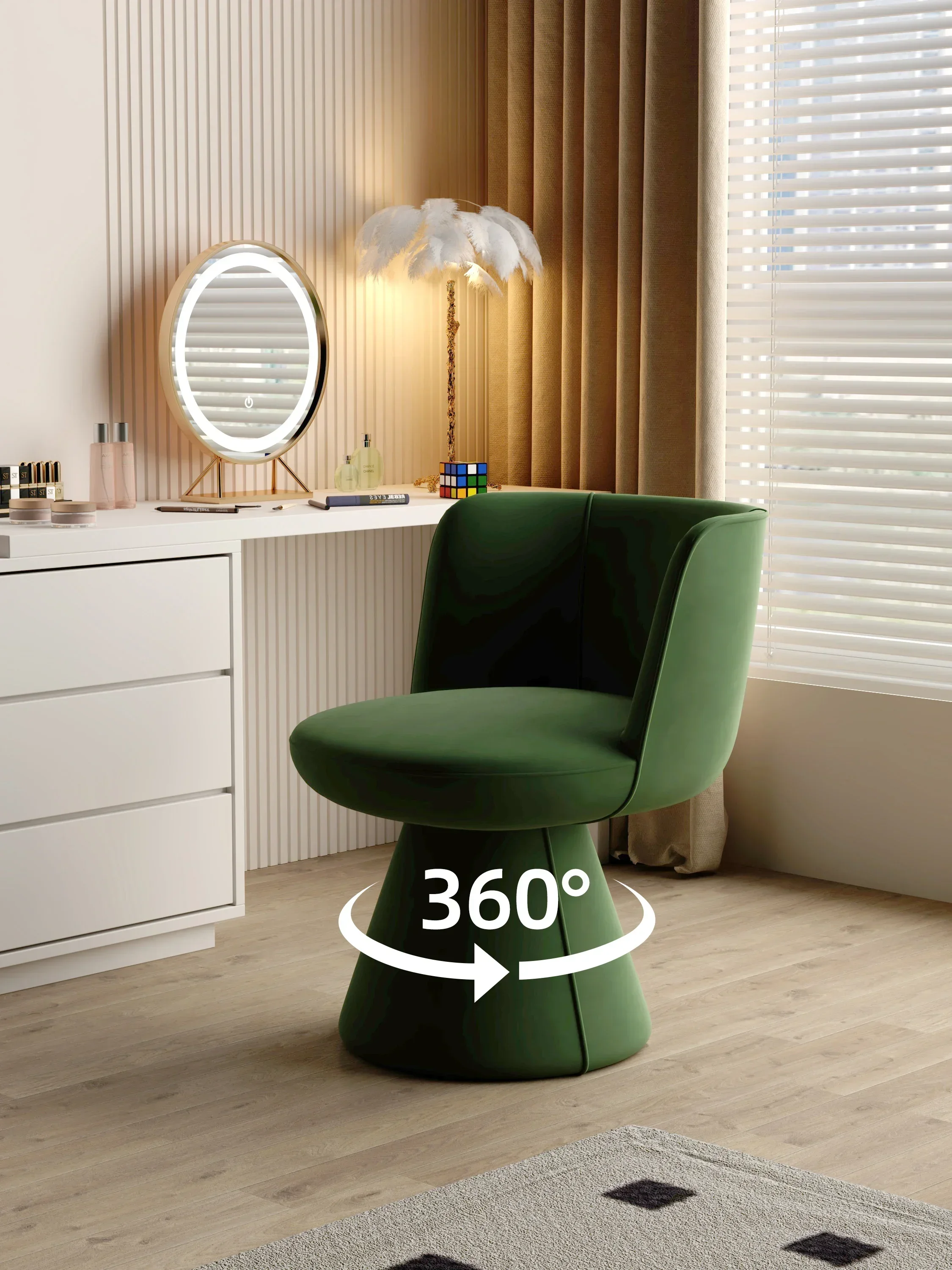 

Makeup stool backrest girl master bedroom cloakroom light luxury Internet celebrity Italian high-end dresser chair rotatable