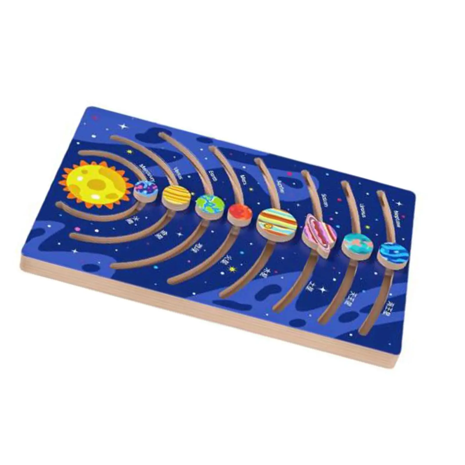 Space Jigsaw Planets Educational Toy Wood Movable Solar System for Prechool