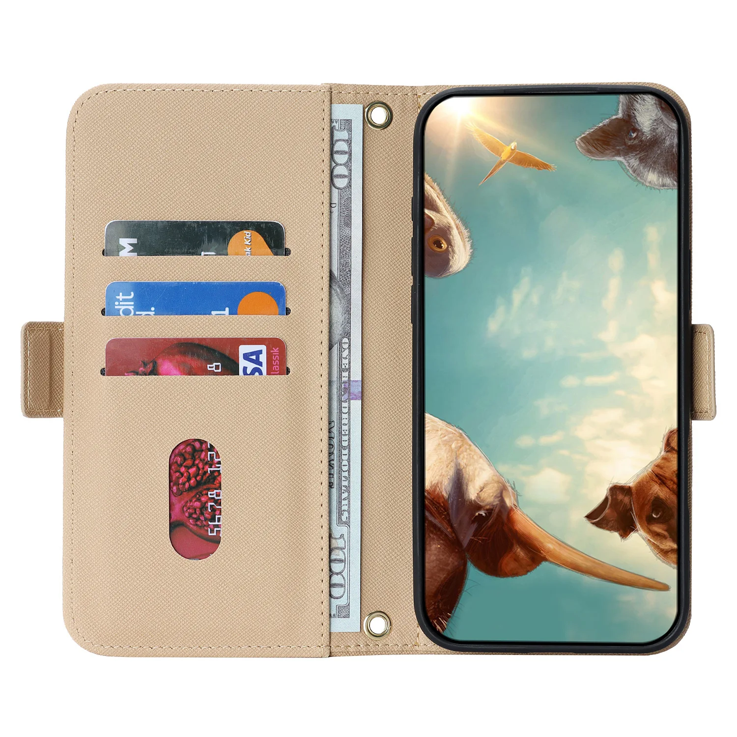 Mirror Wallet Magnetic Leather Phone Case for iPhone 17 Pro Max Air 17E 16 15 14 Pro Max 16 Plus Crossbody Strap Card Bag Cover