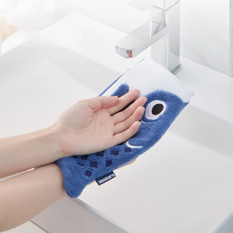 Handuk Tangan Gantung Bentuk Ikan Koi Kartun Lucu, Handuk Tangan Super Serap untuk Rumah Tangga, Kamar Mandi, Anak-Anak, Handuk Dapur Persegi