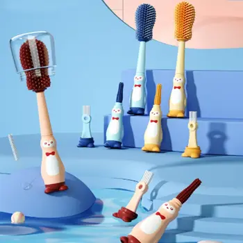 사용하기 쉬운 유연한 360 ° 회전 청소 브러시, 고탄력 실리콘 병 브러시, 병 컵 스크러버, 가정용
