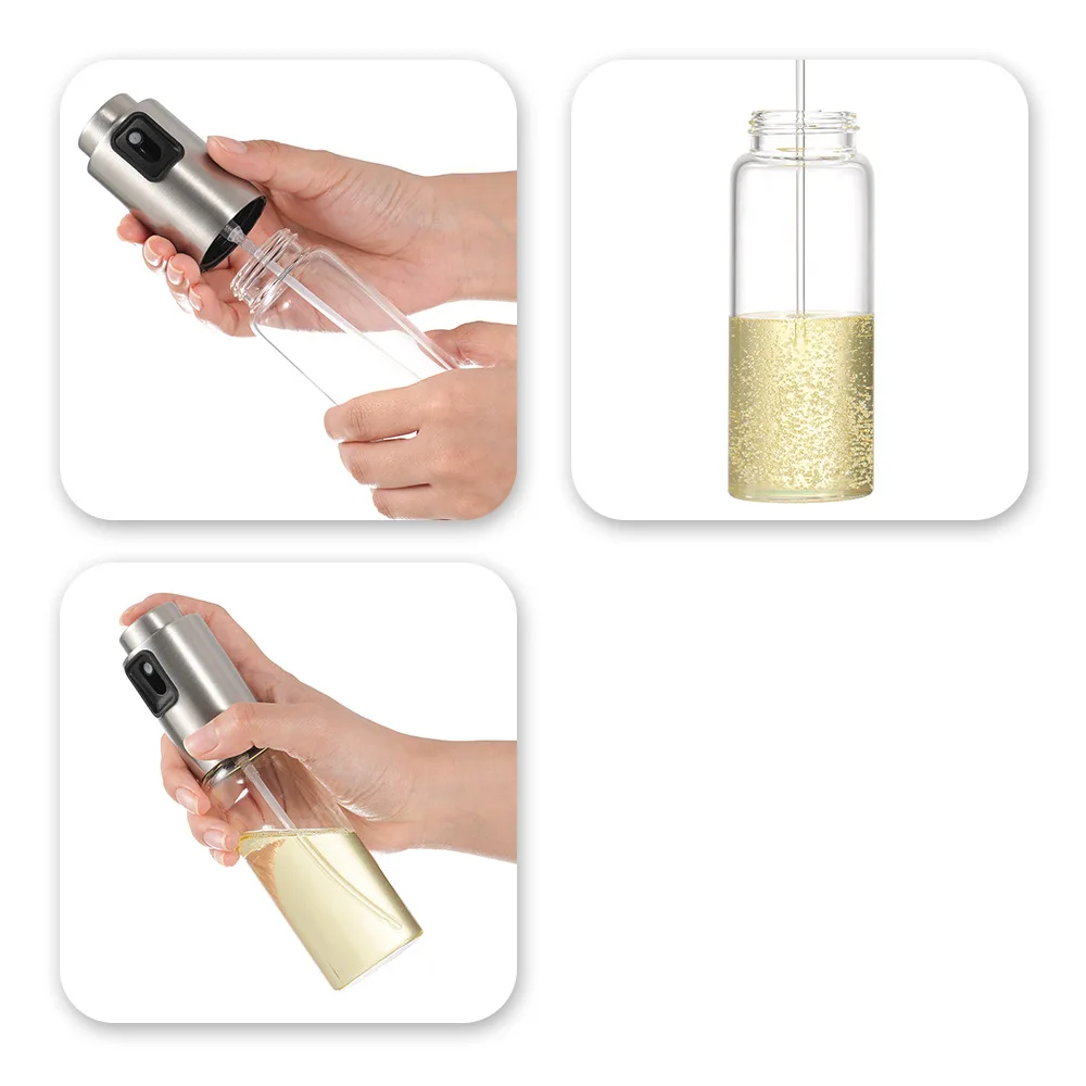 Szklany rozpylacz do oleju do gotowania, rozpylacz do oliwy z oliwek do sałatek, grillowania, gadżety kuchenne, akcesoria do pieczenia, do napełniania.