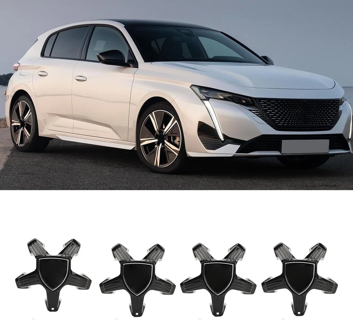 

Central Caps Hub Caps98366785XK Wheel Center Caps Decorative Wheel Hub Caps Central Cover for Peugeot 308 2021 to 2023 (B)