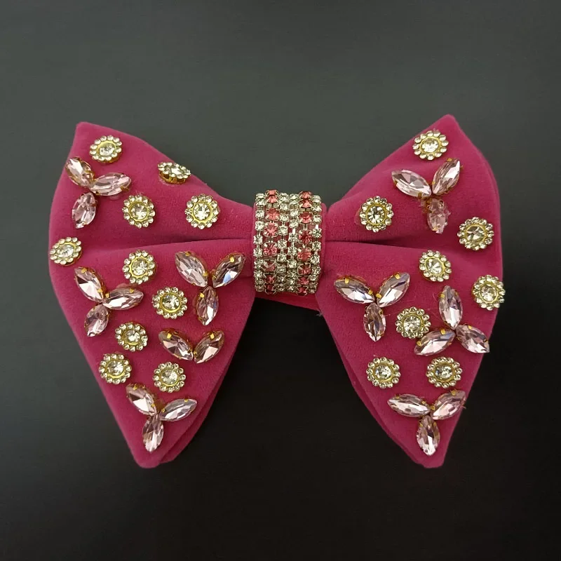 High-end Velvet Rhinestones Bow Tie for Men\'s Vintage Luxury Original Design Handmade Jewelry Gifts Men Wedding Dress Bow-tie