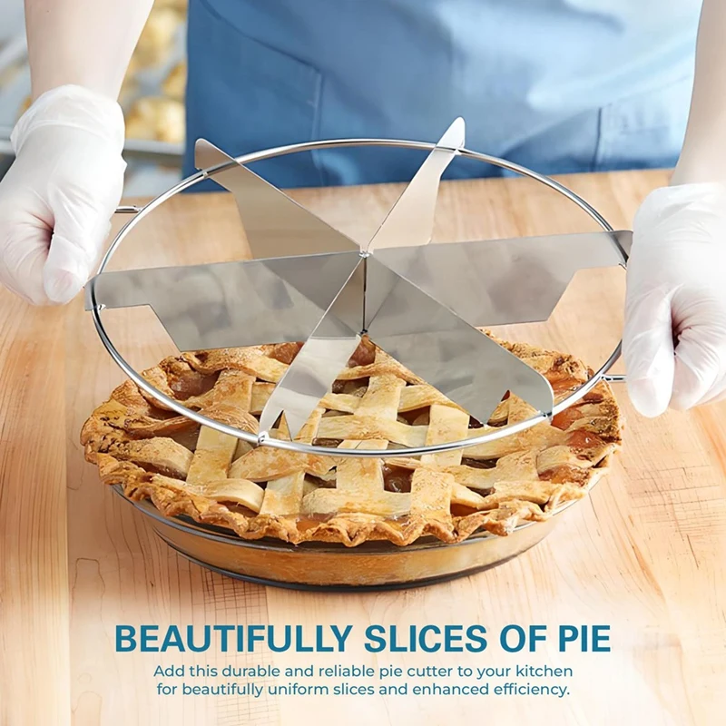 ABRE-Stainless Steel Pie Cutter 6-Slice Pie Cutter Creates Beautifully Uniform Slices Of Pie
