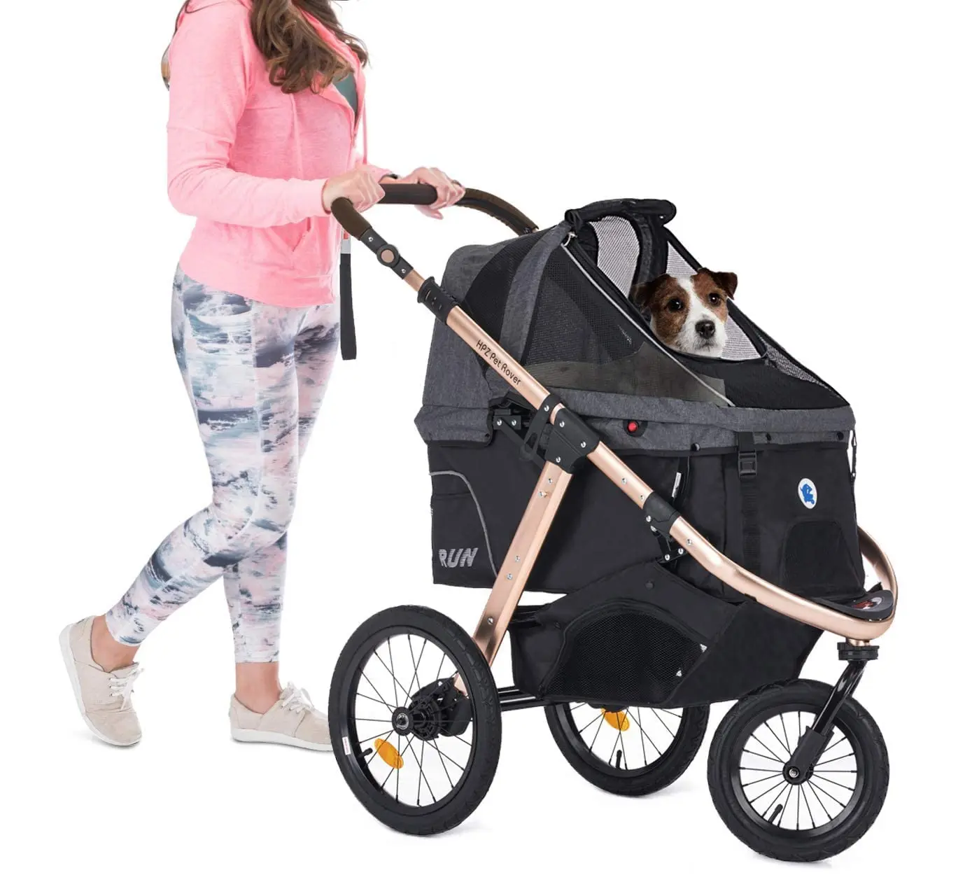 

Rover Run Performance Jogging Sports Stroller with Comfort Rubber Wheels/Zipper-Less Entry/1-Hand Quick Fold/Aluminum Frame