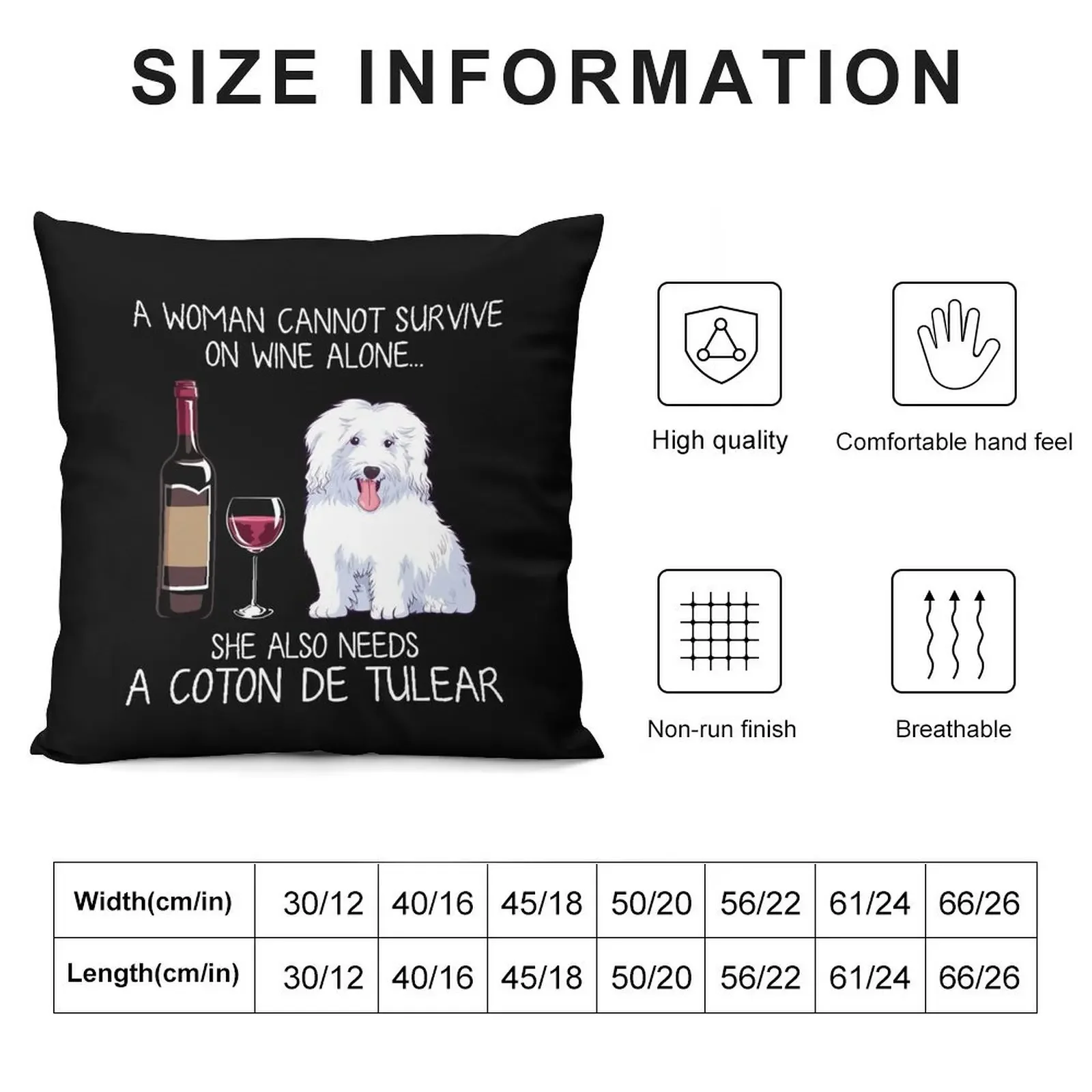 Coton de Tulear and wine Funny dog Throw Pillow Christmas Pillow Couch Cushions ornamental pillows Ornamental Pillow