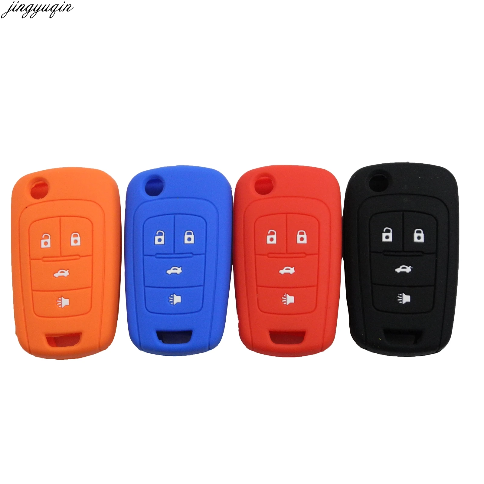 Jingyuqin 4 Buttons Silicone Remote Car Key Case Cover For Chevrolet Equinox Camaro AVEO Impala