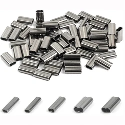 400Pcs Copper Double Barrel Crimp Sleeves High Strength Brass Crimping Loop Sleeve Fishing Line Tube Connector Size 0.8-2.2mm