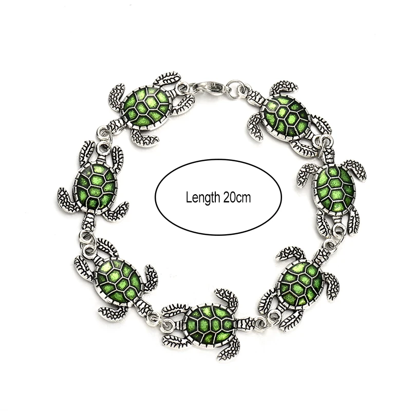 YEYULIN Fashion Silver Color Sea Turtle Charms Bracelet for Women Girls Adjustable Chain Bracelet Jewelry Gifts