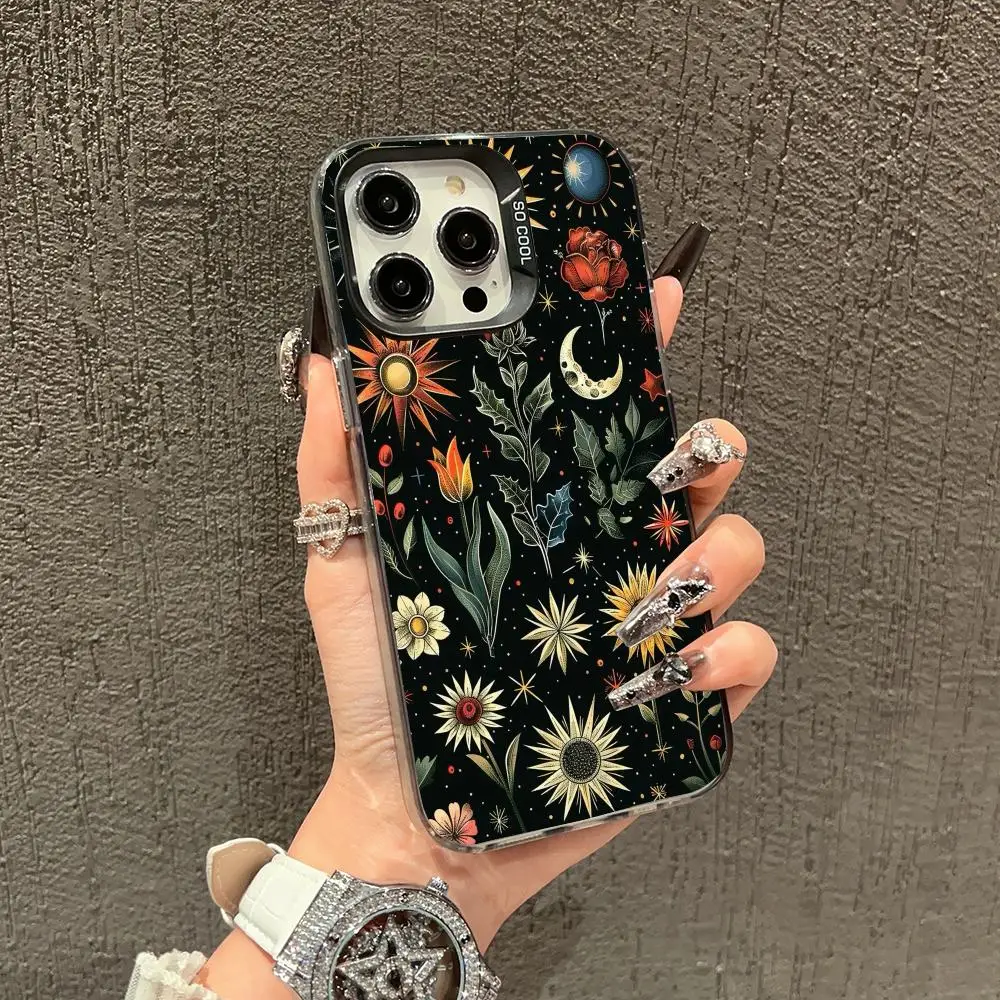 Sunflower Moon Hülle für iPhone 17 16 15 14 13 12 11 Pro/Max/Plus stoßfeste Rückabdeckung Anti-Fingerabdruck