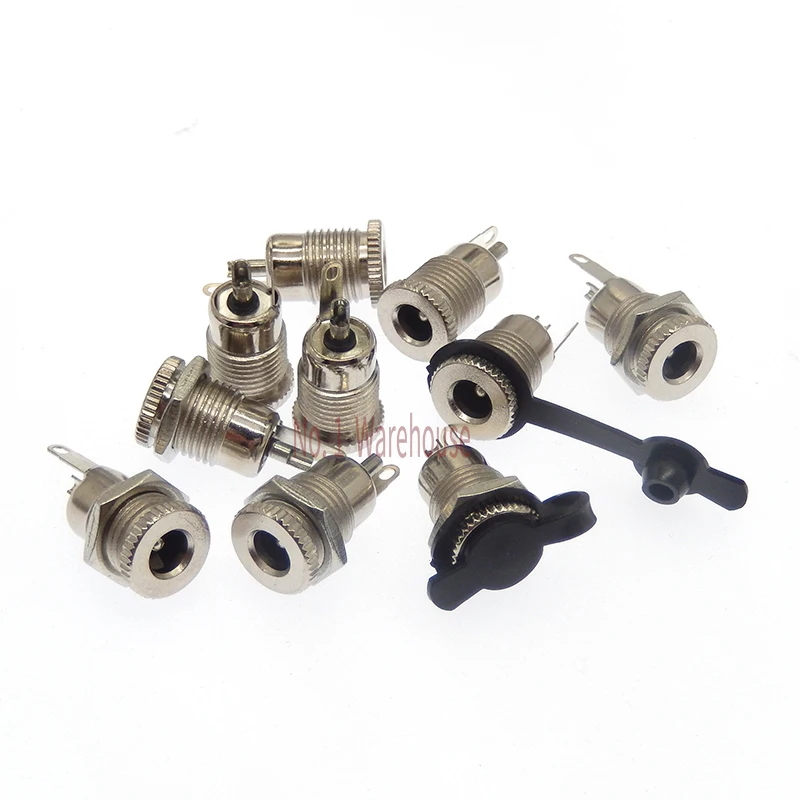 1/5PCS/LOT DC099 5.5 mm x 2.1mm DC Power Jack Socket Female Panel Mount Connector Metal DC-099 Open Hole 11MM 5.5*2.1 5.5*2.5