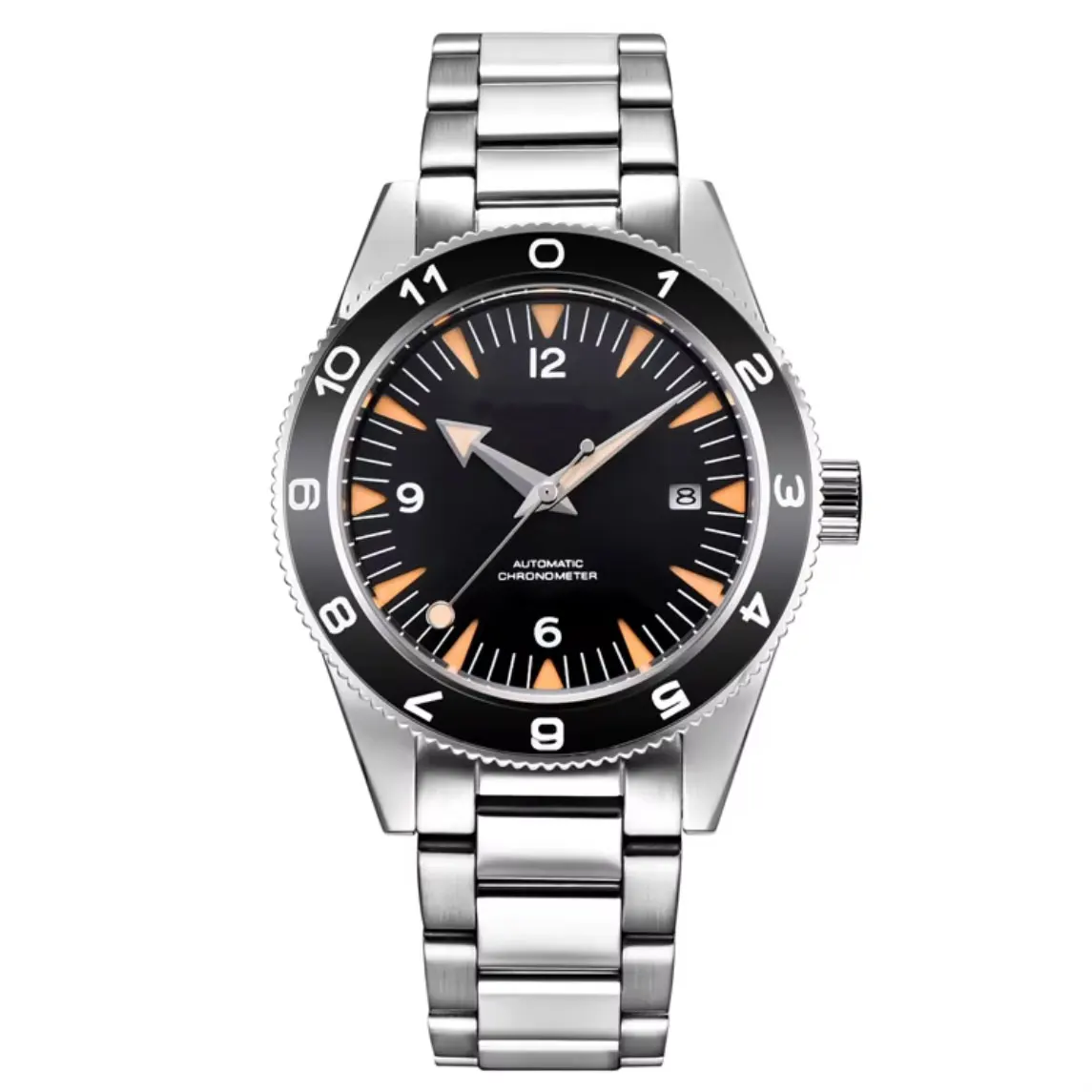 41mm 맞춤형 로고 NH35 남성 시계 자동 손목시계 스틸 브레이슬릿 나일론 가죽 밴드 미요타 DIY 개인화 시계