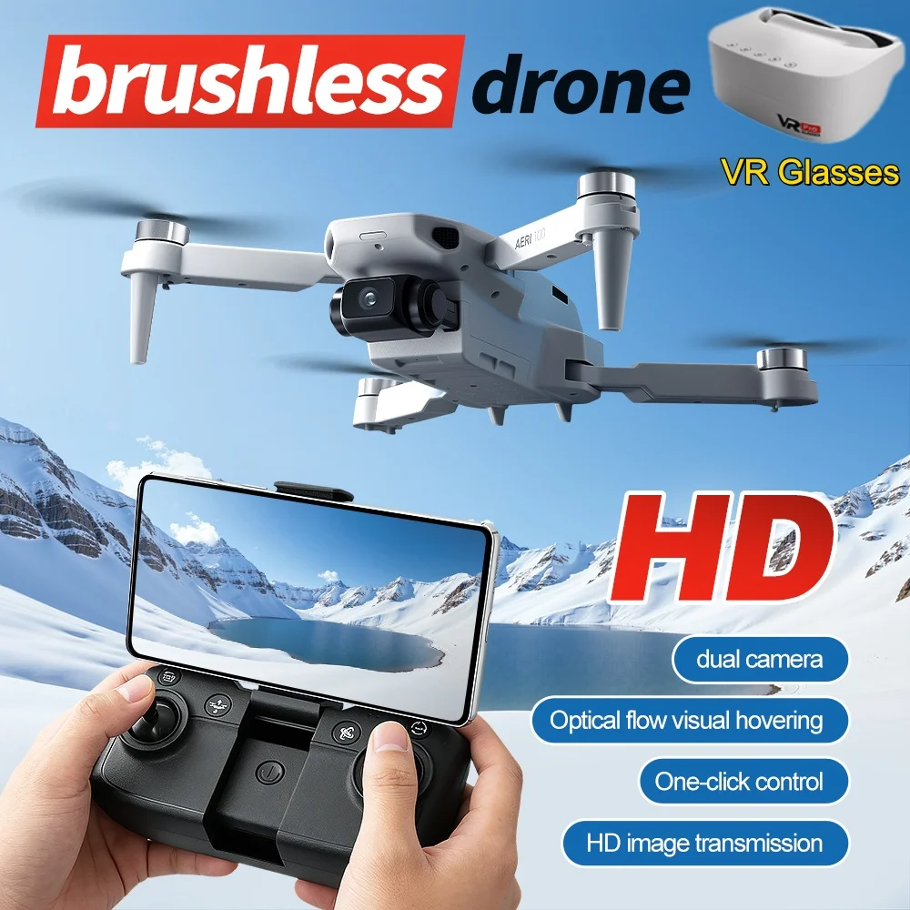 

VR-очки с дроном на радиоуправлении, бесщеточный двигатель, камера 4K HD, оптическое позиционирование, управление через приложение, съемка жестами, квадрокоптер