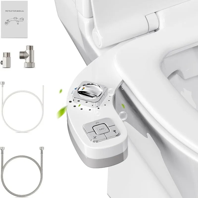 Non-Electric Left-Hand Bidet - Self Cleaning Dual Nozzle (Frontal and Rear Wash) Fresh Water Bidet