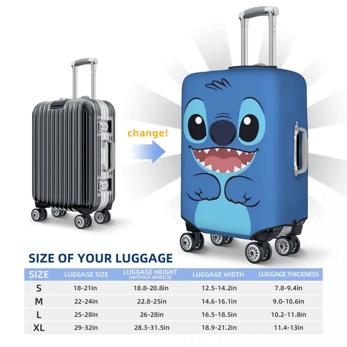 Stitch Elastic Luggage Cover Trolley Suitcase Dust Bag Case Cartoon Travel Accessories Flight Fun Luggage Supplies Protector