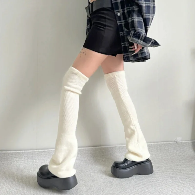 Womens Girls Lovely Leg Warmers Knitted Flared Leg Sleeves Goth Crochet Baggy Cuffs Ankle Heap Socks Tigh High Socks