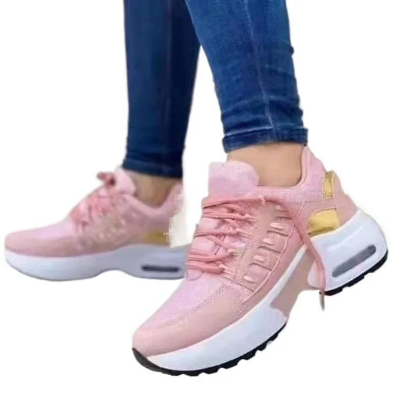 2024 Buty dla kobiet Gorąca wyprzedaż Dzianinowe damskie buty wulkanizacyjne Outdoor Women Sneakers Lace Up Plus Size Ladies Casual Sneakers