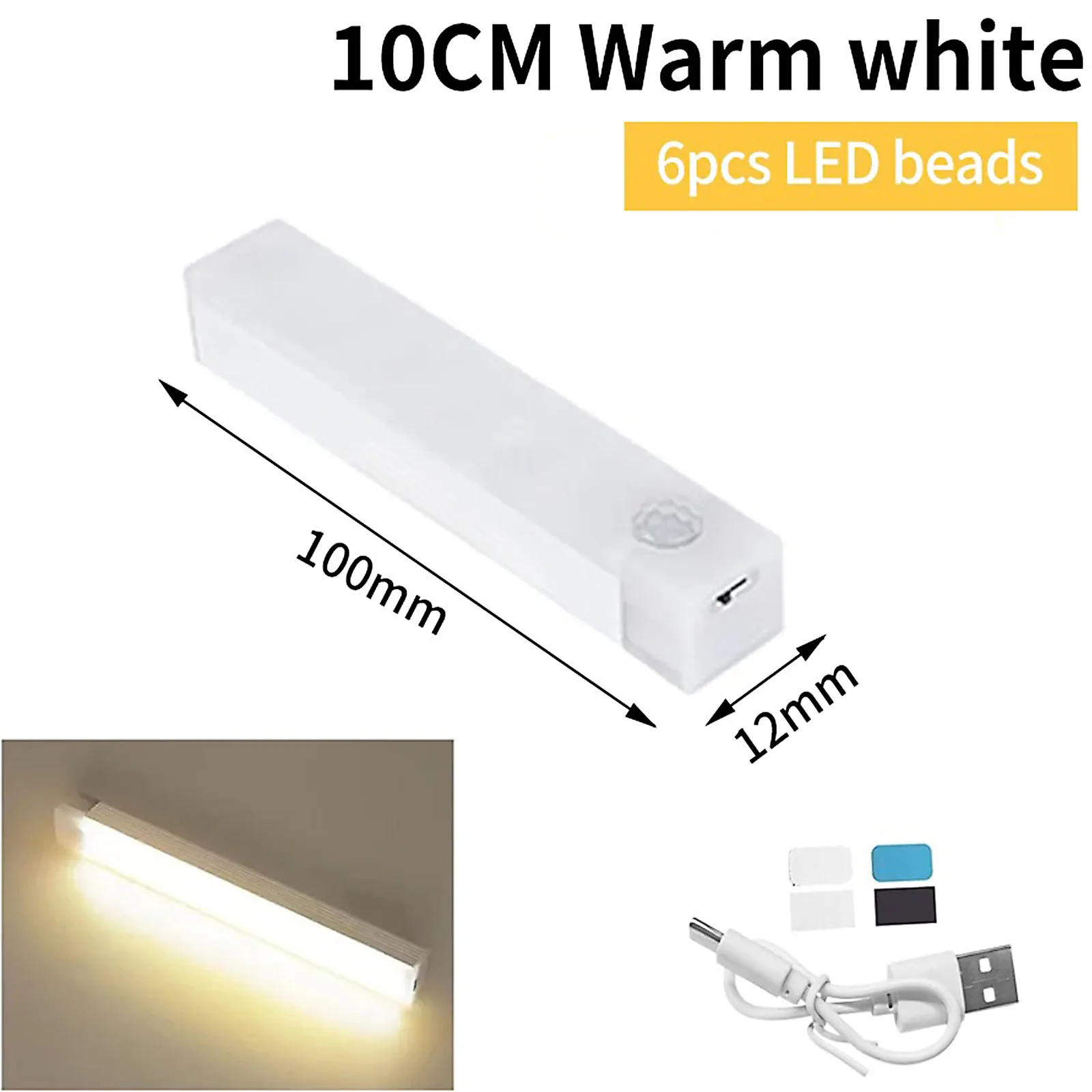 LED Motion Sensor Cabinet Light USB Rechargeable Induction Night Light Wireless Portable Detector Lamp Kitchen Staircase Backlig