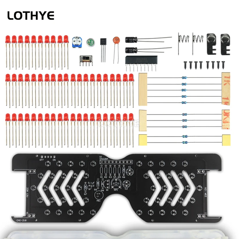 Zestaw do produkcji okularów LED Sterowanie głosowe Zestaw elektroniczny DIY Dioda Migające światło Zabawa Praktyka lutowania spawalniczego