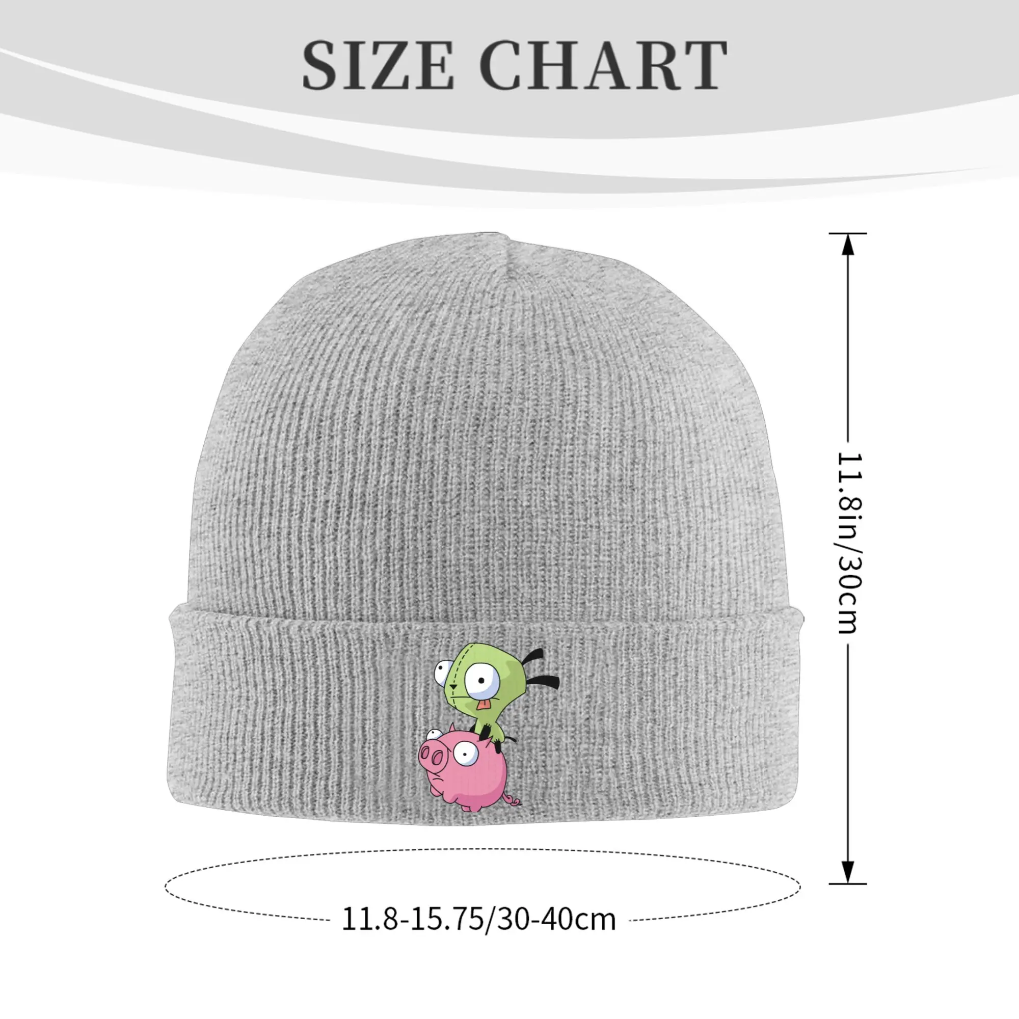 Invader Zim Knitted Caps Women's Men's Beanies Winter Hats Acrylic Gir Riding Pig Warm Melon Cap