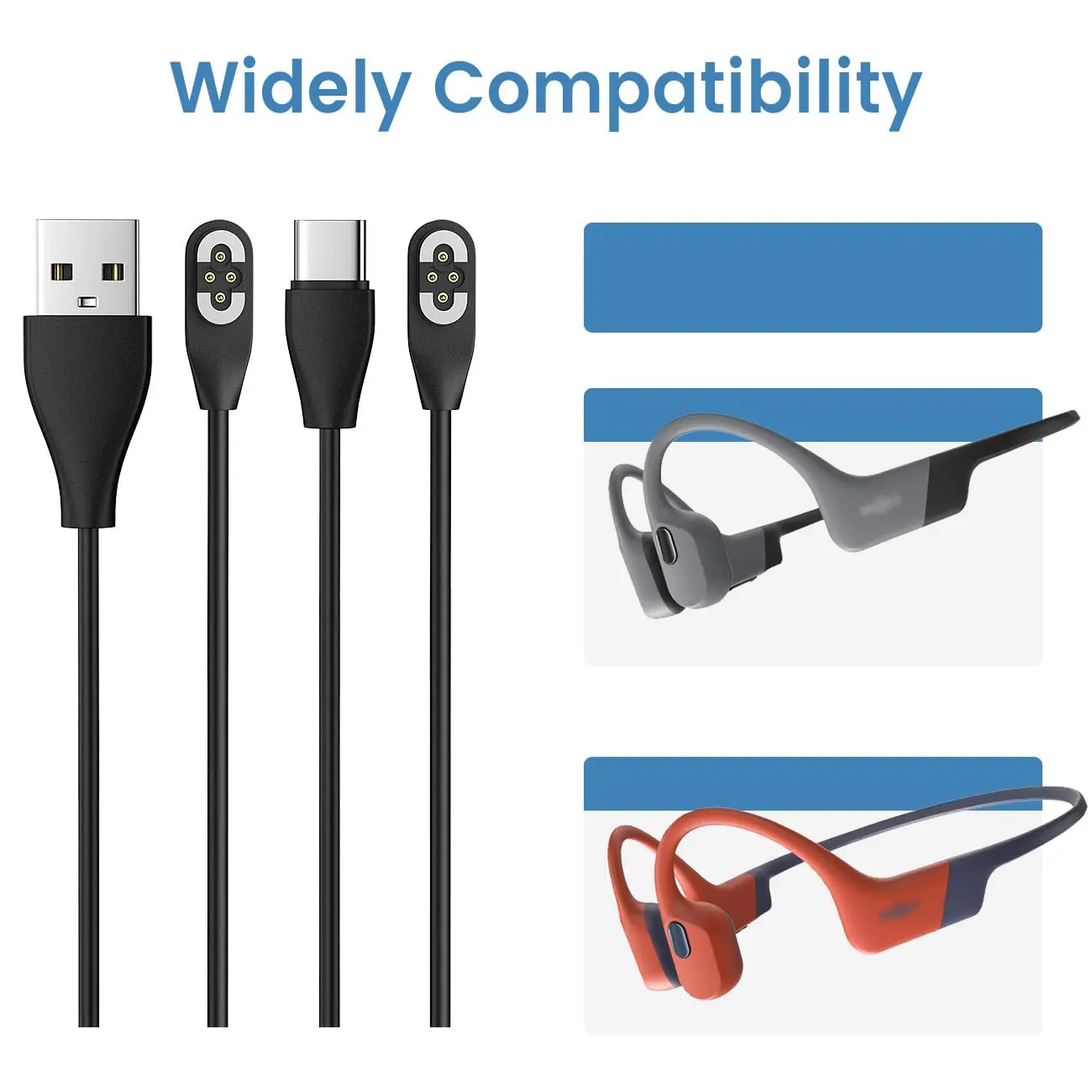 Charging Cable for Shokz OpenSwim Pro Bone Conduction Headphone USB/Type-C to Magnetic Charger Cords for Aftershokz S710 Headset view 2