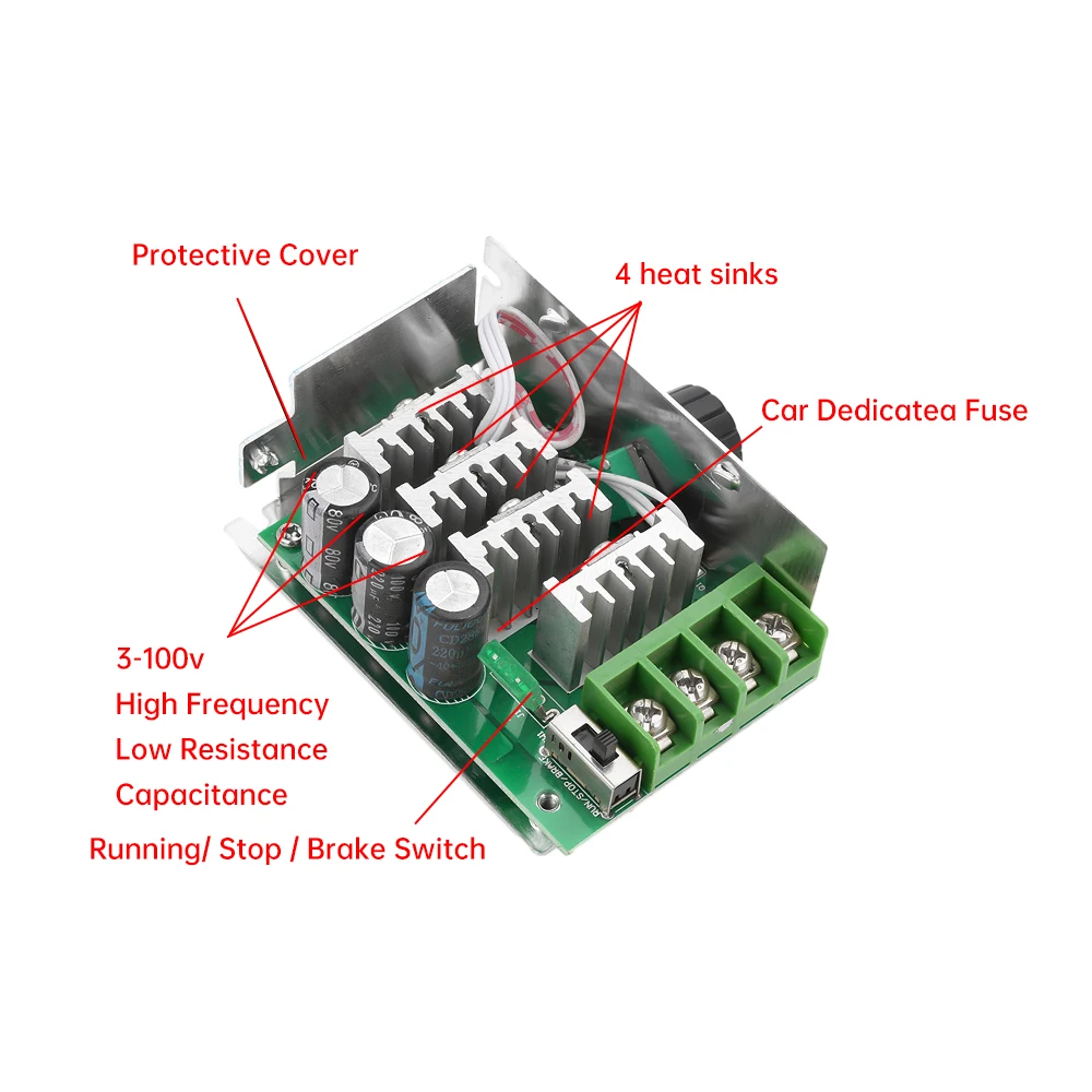 30A PWM 7-70V DC Motor Speed Controller Module 12V 24V 36V 48V 60V Adjustable Speed Regulator Control Governor Switch