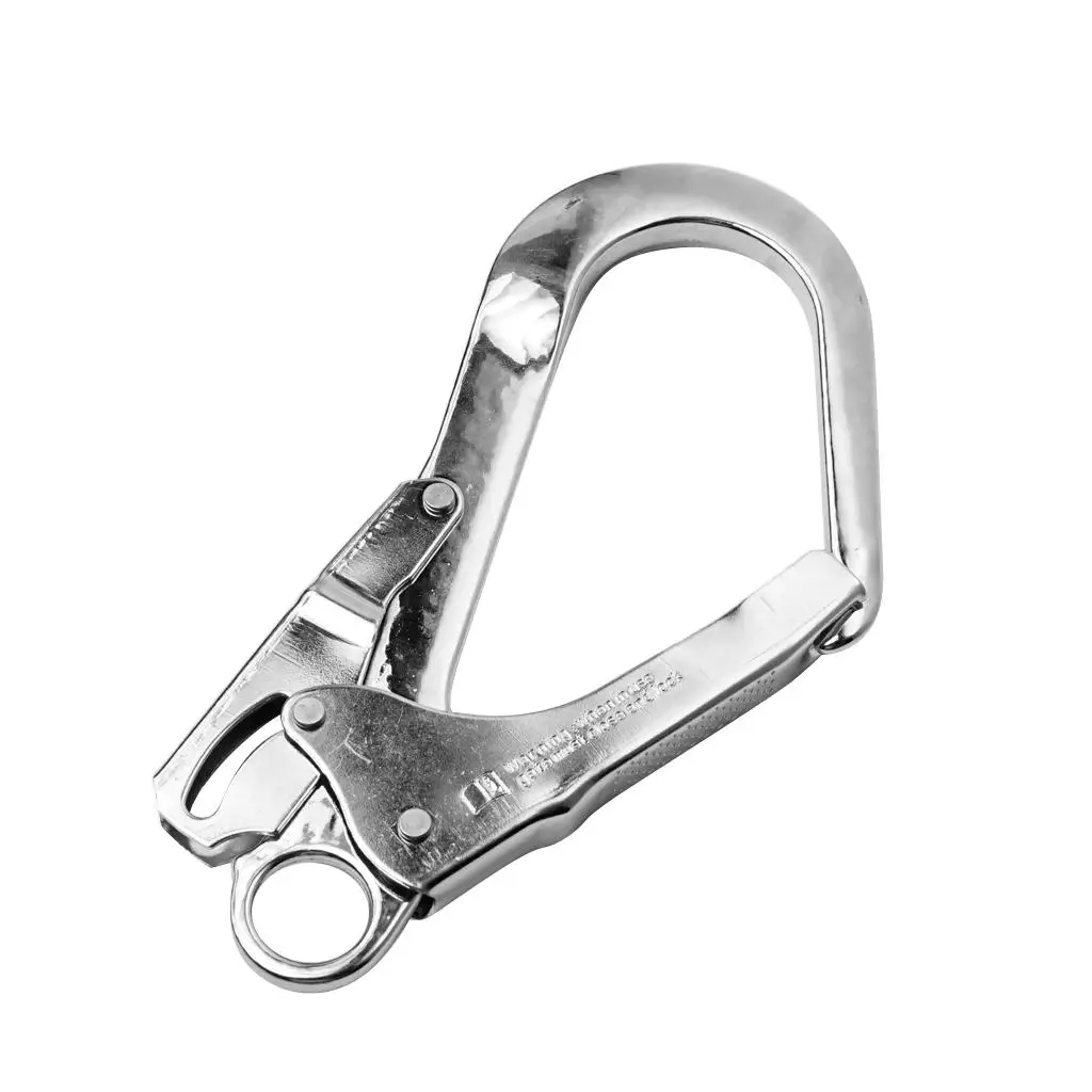 High Quality 25KN Alloy Snap Lock Hook Clip for Rock Tree Climbing Rappell Fall Arrest Lanyard Harness Caving Exploring