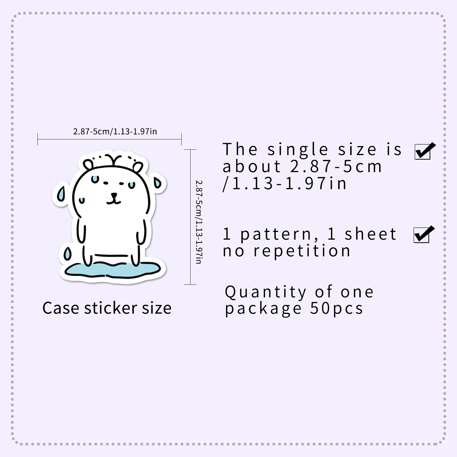 50Pcs Cute Bear Series Cartoon Cute Waterproof Sticker Skateboarding Snowboard Retro Vinyl home decal Sticker