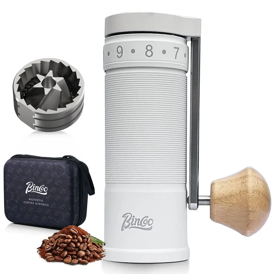 

Manual Coffee Grinder, Stainless Steel Conical Burr Mill External Adjustable Setting, Foldable Handle Portable, 20g Capacity wit