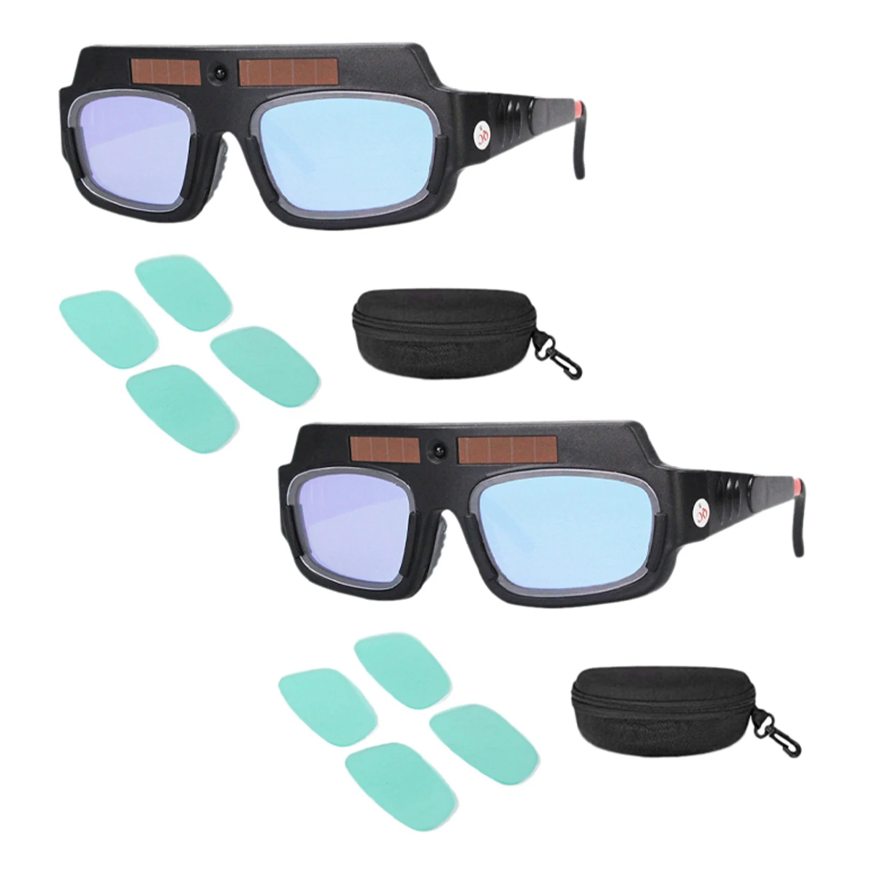 

ABHB-2X Автоматическая затемняющая сварочная маска на солнечной энергии, шлем, очки, очки сварщика, дуговые противоударные линзы с футляром для хранения