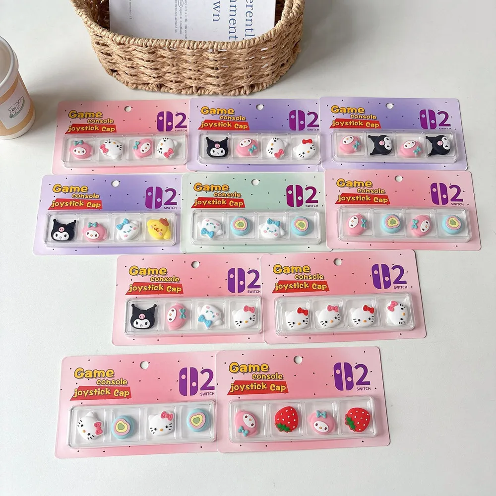 4Pcs/Lot Sanrio Hello Kitty Cinnamoroll Melody PomPomPuri Stick Grip Cap Joystick For Nintendo Switch 2 (2025) Controller 2