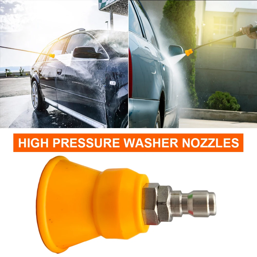 High-Pressure Water Gun Nozzle Splash-proof Sheath Nozzle Rubber Sleeve Fan Nozzle Stainless Steel Washer Sprayer 1/4 Quick Plug