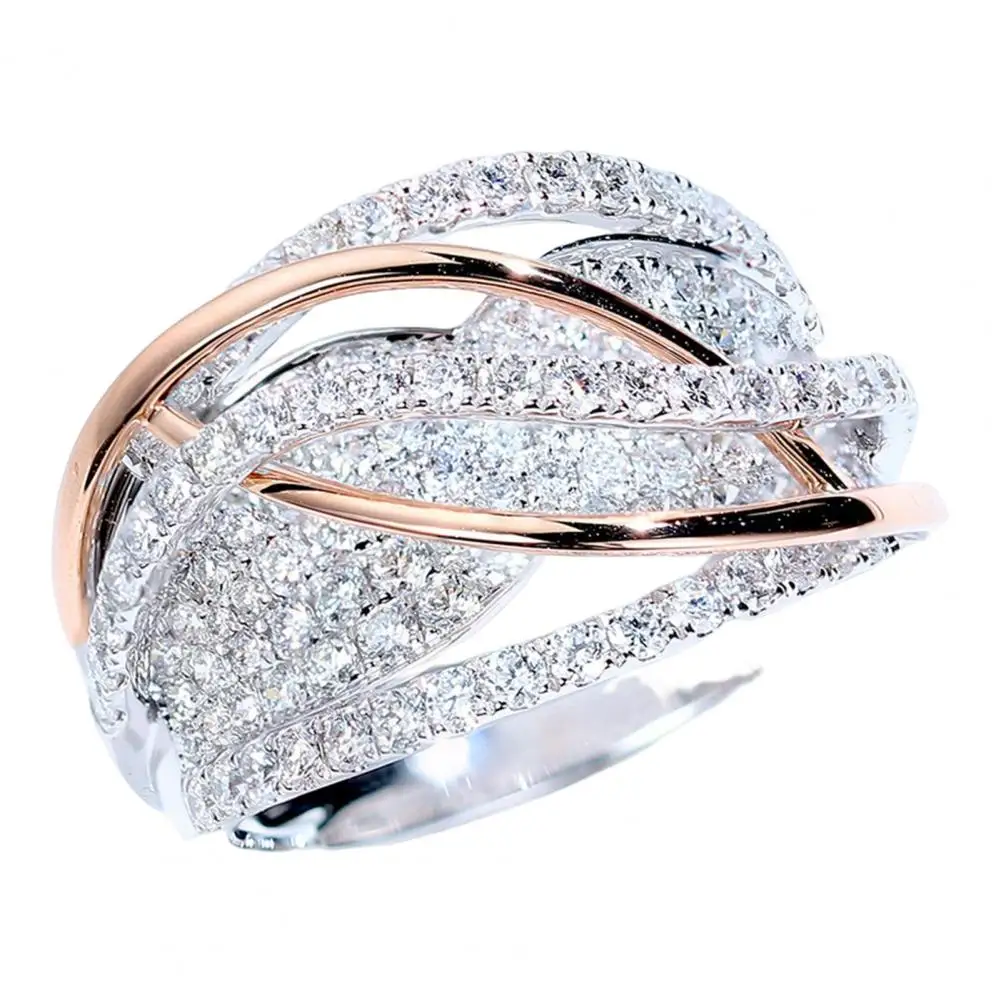 Gorgeous Knuckle Ring  Eye-catching Individual Women Ring  Rhinestone Inlaid Wedding Ring