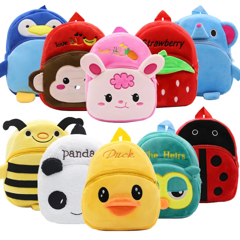 1-3 Years Old Children's Shoulder Backpack Cartoon Animal Plush Kindergarten School Bag Kawaii Birthday Gifts for Boys Girls