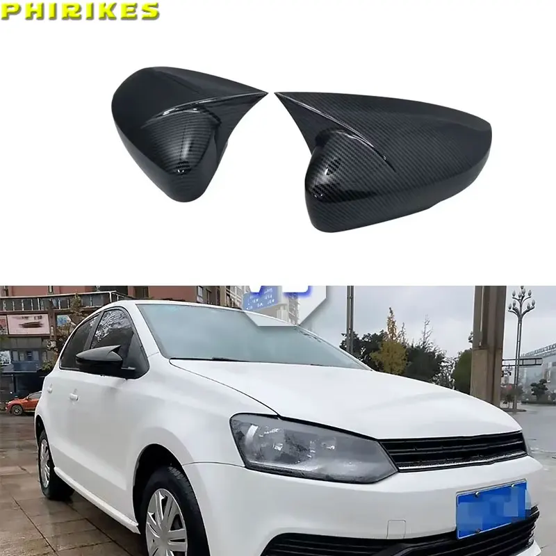 

2 pieces For Volkswagen VW Polo MK5 6C with indicator ABS Carbon fiber Side Rear view Mirror Cover Caps Shell Trim