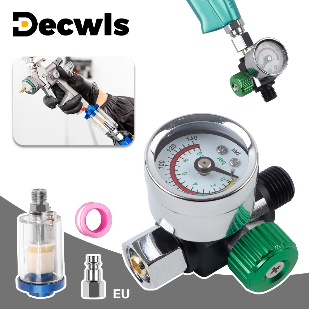 Spray Gun Air Pressure Regulator, Spray Gun Air Pressure Gauge, G1/4 Threaded Interface, Pneumatic Tool Accessory, For Spray Gun