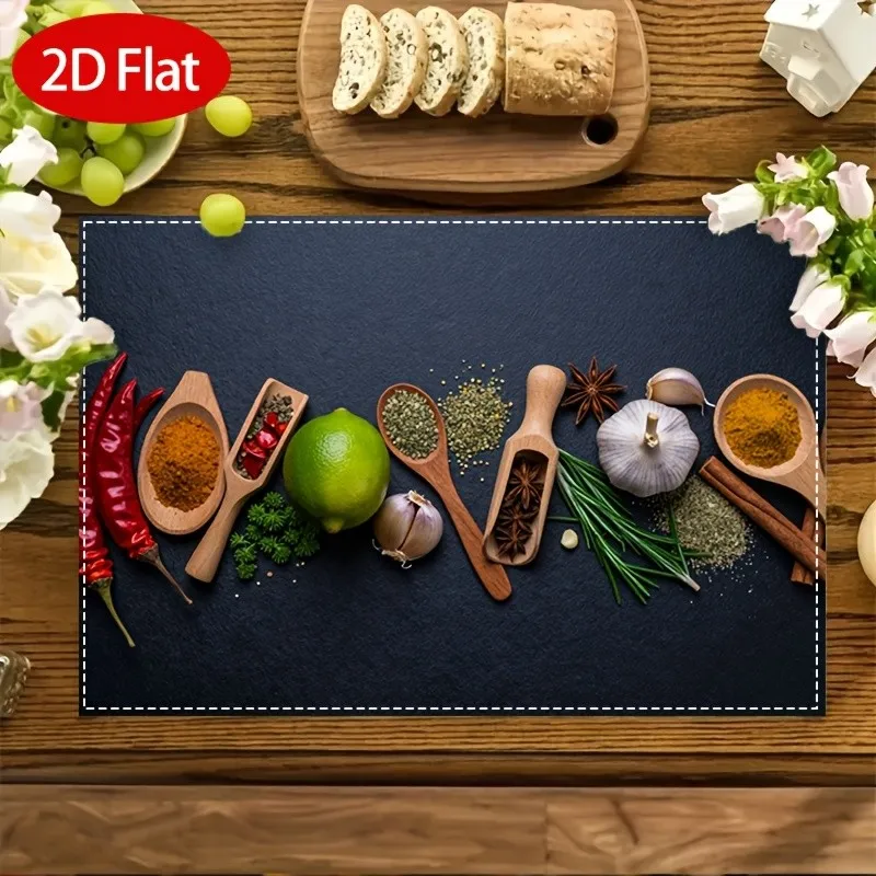 Chili Spice Printed Placemats,Heat Resistant Table Decor,Home Chef Kitchen Decor,Canteen Restaurant Dining Layout