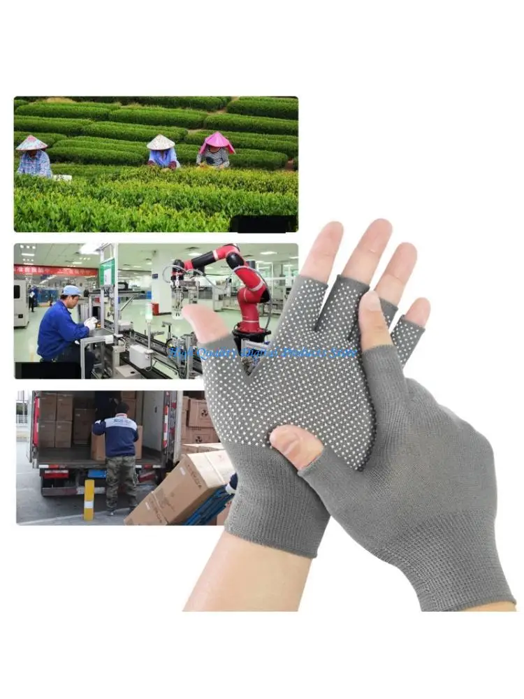 

U2JE Pack of 10 Nylon Fingerless Gloves Labor Safety Comfort Work Clothes