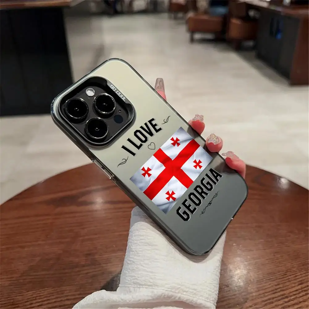 جورجيا العلم قضية الهاتف آيفون 11 12 13 14 15 16 17Pro ماكس الهواء زائد البسيطة الخفيفة الفاخرة الراقية الملونة الفضة حالات