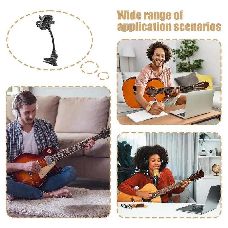 기타 헤드 폰 홀더 기타 헤드 스톡 폰 클램프 마운트 스마트 폰 스탠드 다기능 핸드폰 클립 비디오 녹화 보조