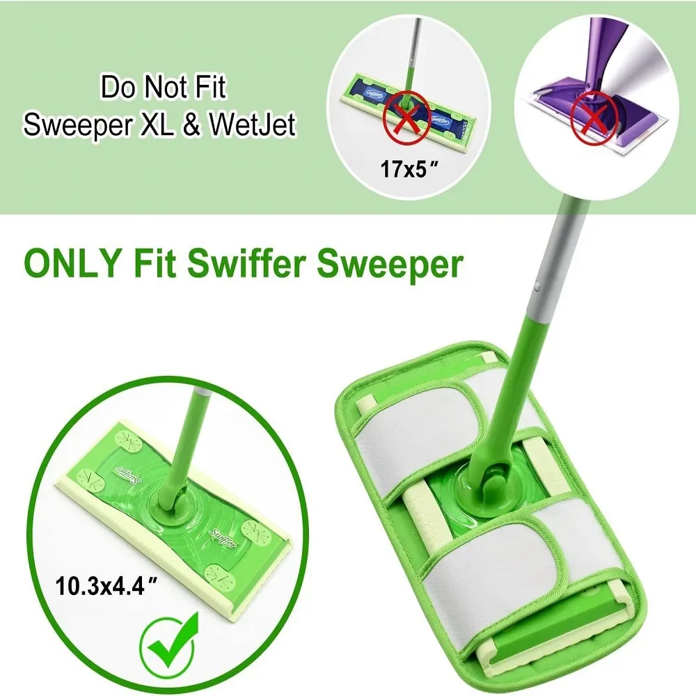 Microfiber Mop Pads For Swiffer Sweeper Mops Reusable Washable Floor Mop Pad Refills Multi Surface Wet & Dry Cleaning 12 inches