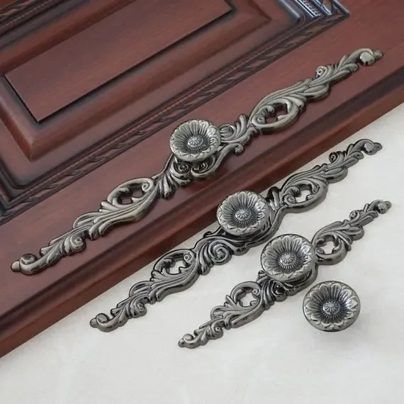 Vintage Drawer Pulls Back Plate Handles Knob Rustic Kitchen Cabinet Handles Knob Antique Bronze Door Handle Dresser Pull Knobs