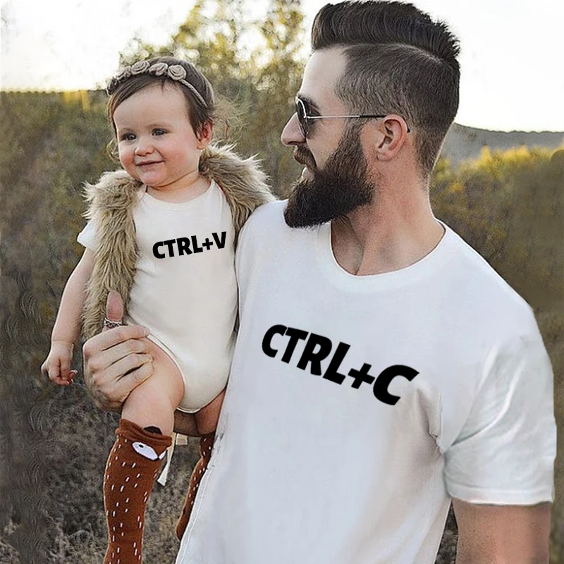 

Family Matching Clothes Ctrl+C and Ctrl+V Father Son T Shirt Dad T-Shirt Baby Bodysuit Family Matching Outfits 2021 Summer Love