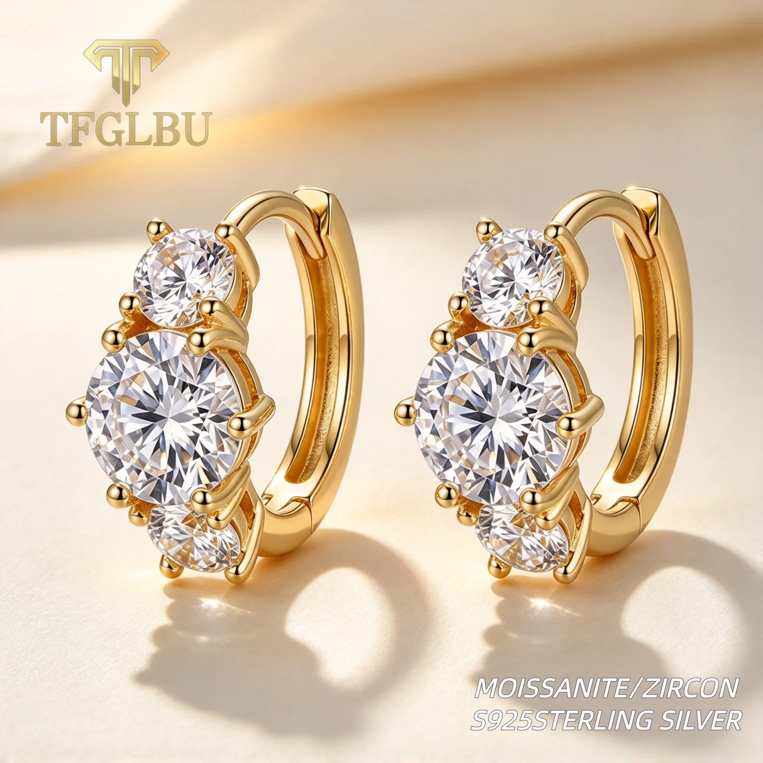 Moissanite Stud Earrings Round Cut 1Ct - TFGLBU 1CT Anting Lingkaran Moissanite dengan