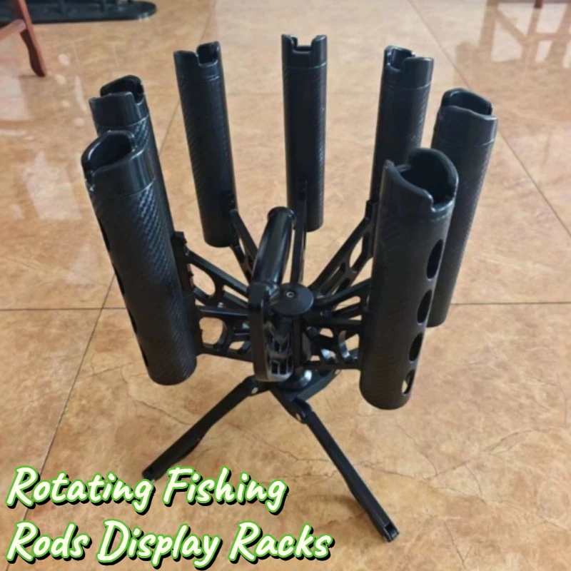 Rotating Fishing Rods Display Racks Portable Large Capacity Multi-hole Rod Rack Metal Lightweight Fishing Tackle Storage Racks
